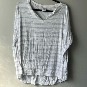 Cabi ATC Habit Tee Gray White Striped Oversized Womens Medium